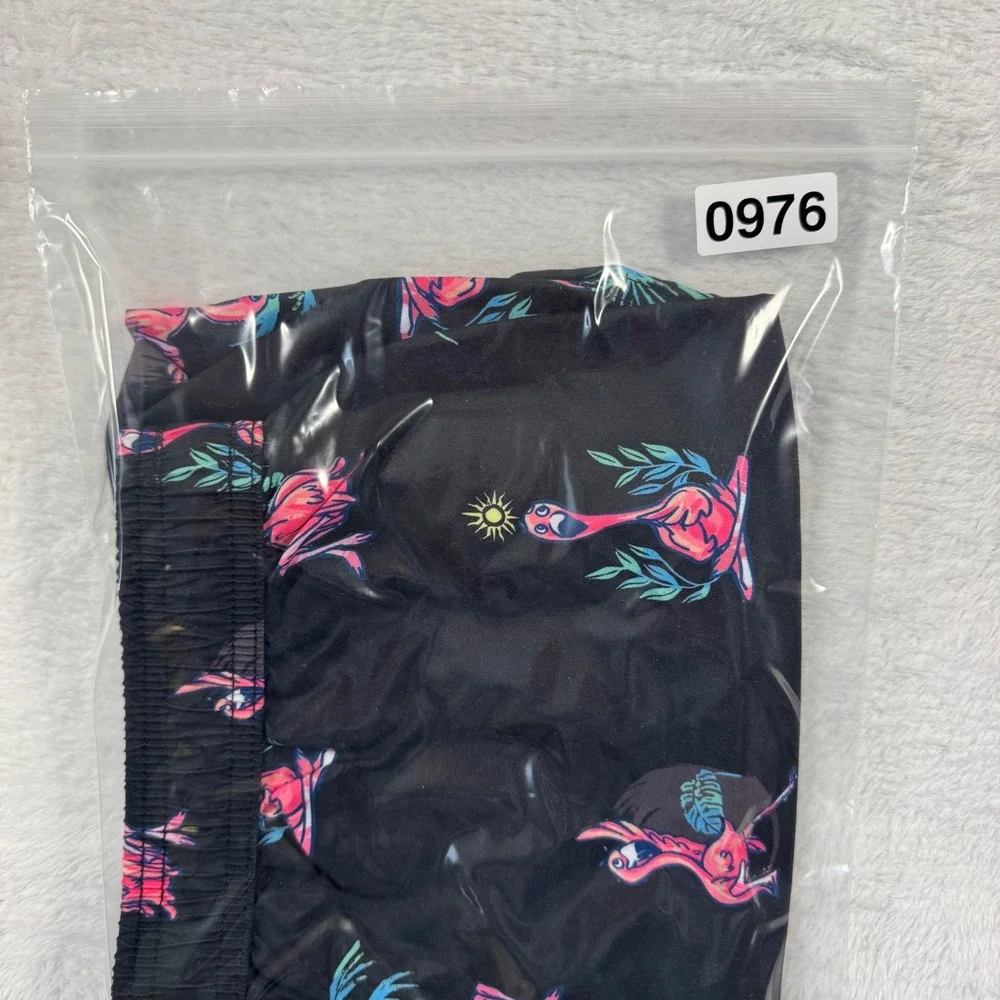 Maamgic Swim Trunks Mens Medium Black Yoga Flamingo Print Excellent Board Shorts